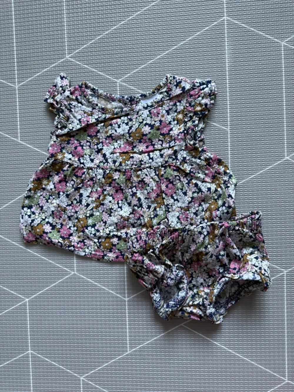 okie dokie|Baby girl dark Florals matching set,summer outfit blouse & bloomers•